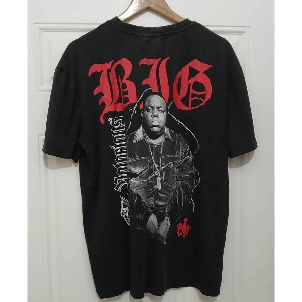 Brooklyn mint mens medium notorious big tshirt distressed faded black